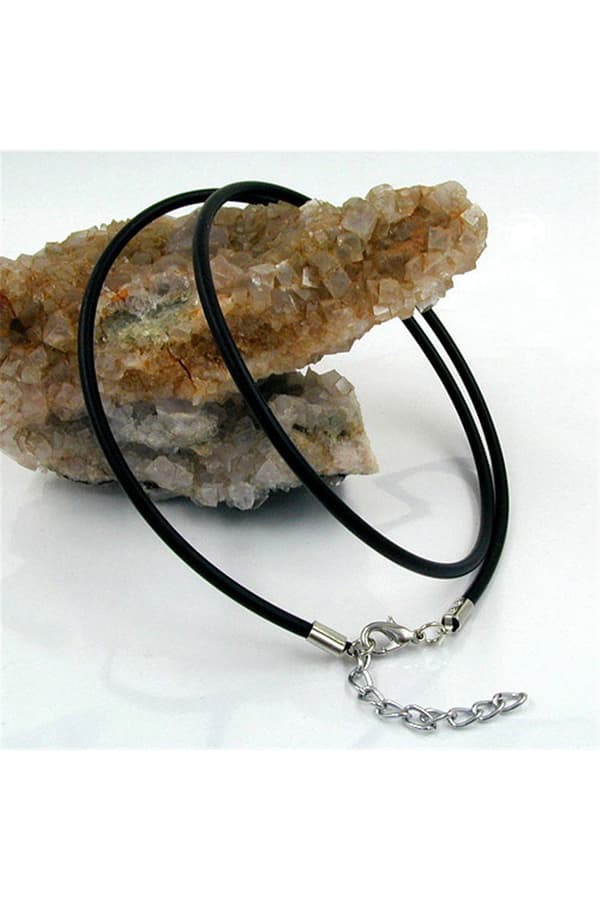 Necklace 3mm Rubber Band Silver Clasp 42cm - GL00763-42