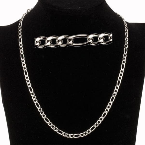 Silver Halsband i Rostfritt Stål - Figaro Kedja / Länk - 4,5 mm