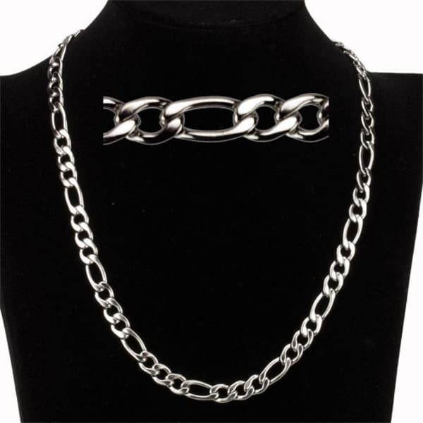 Silver Halsband i Rostfritt Stål - Figaro Kedja / Länk - 7,5 mm