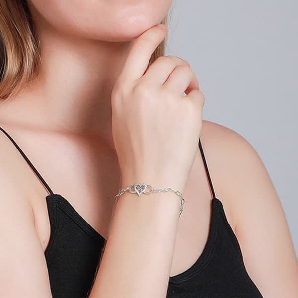 INF Armband med oändlighet symbol och hjärta Silver