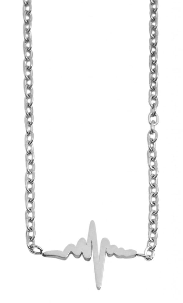 Silver Halsband i Stål med EKG-Kurva / Heartbeat / Hjärtslag