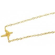 Guld Halsband i Rostfritt Stål med EKG-Kurva/Heartbeat/Hjärtslag