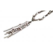 Retro Halsband / Choker med Silvergrå Kedjor & Pärlor