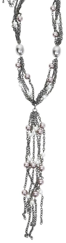 Retro Halsband / Choker med Silvergrå Kedjor & Pärlor