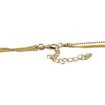 Halsband i Guld & Gult med 3 Kedjor Dekorerade med Hjärtan