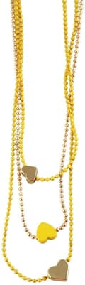 Miniatyrbild 1 av 3: Halsband i Guld & Gult med 3 Kedjor Dekorerade med Hjärtan