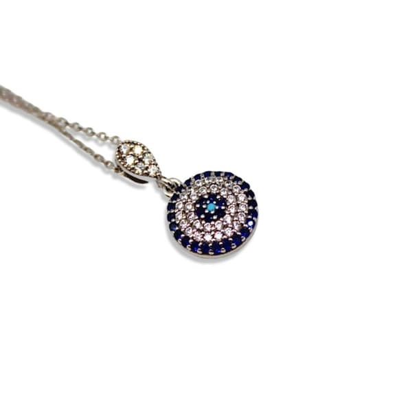 Nazar Halsband i 925 Silver med Färgglada Zirkoniastenar – Stilfullt Skyddssmycke