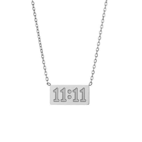 11:11 änglanummer himmelskt tecken i rostfritt stål silver guld Silver One-size