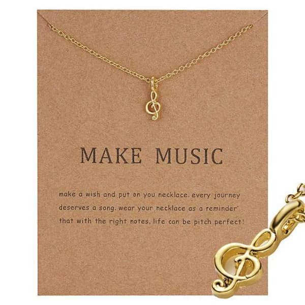 Make Music - G-klav Not Halsband i 18K Guldpläterat Utförande - En Musikalisk Gåva att Höja Stämningen Guld One-size