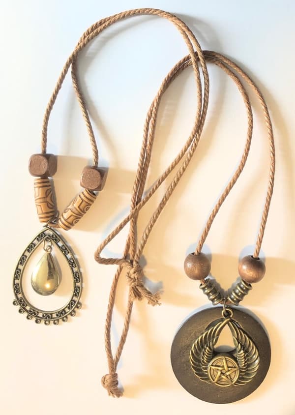 2 Boho stil rep halsband brun antik