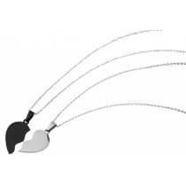 2 st Parhalsband Par Halsband i Stål - Hjärta i Svart & Silver