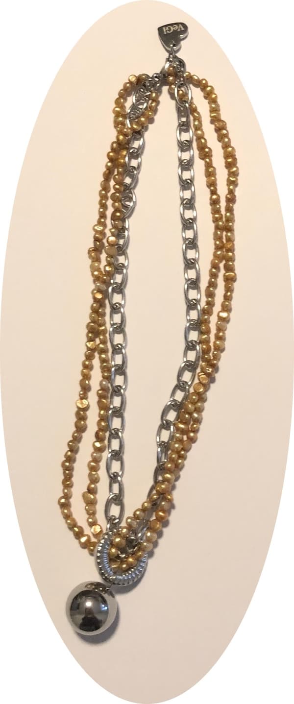collier gulorange sötvattenspärlor halsband