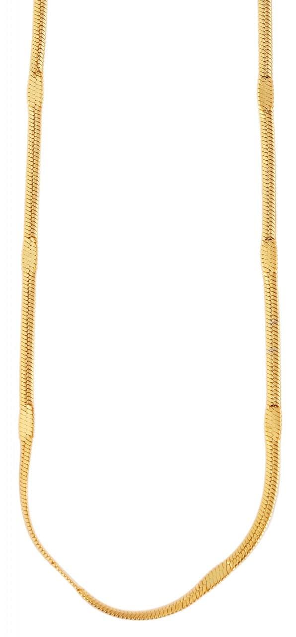 Tunt Guld Halsband i Rostfritt Stål - Platt Ormlänk / Kedja