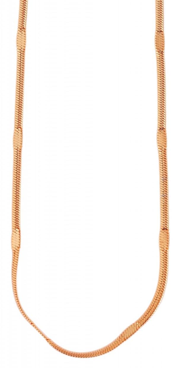 Tunt Rosé Guld Halsband i Rostfritt Stål - Platt Ormlänk / Kedja