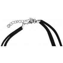 Retro Dubbelt Svart Choker / Halsband med en Vit Rund Rhinestone