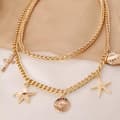 Miniatyrbild 4 av 5: Guld Halsband / Choker med 2 st Kedjor & 5 olika Berlocker