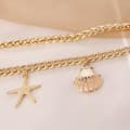 Miniatyrbild 5 av 5: Guld Halsband / Choker med 2 st Kedjor & 5 olika Berlocker