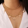Miniatyrbild 1 av 5: Guld Halsband / Choker med 2 st Kedjor & 5 olika Berlocker