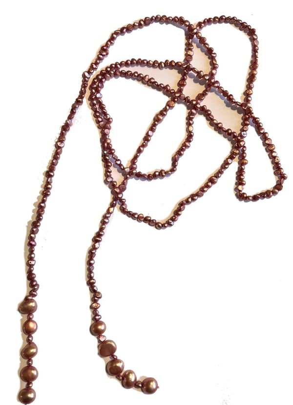 klassisk sötvattenspärlor halsband orange 114 cm