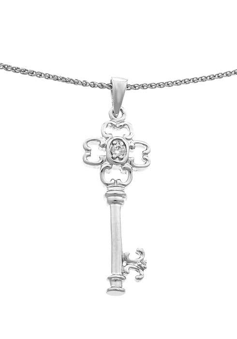 ORPHELIA-Vit 925 Sterling Silver Damhänge Halsband-ZH-7019