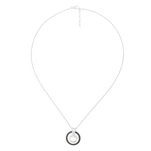 ORPHELIA-925 Sterling Silver Damhänge Halsband Silver-Svart-ZH-7095-2