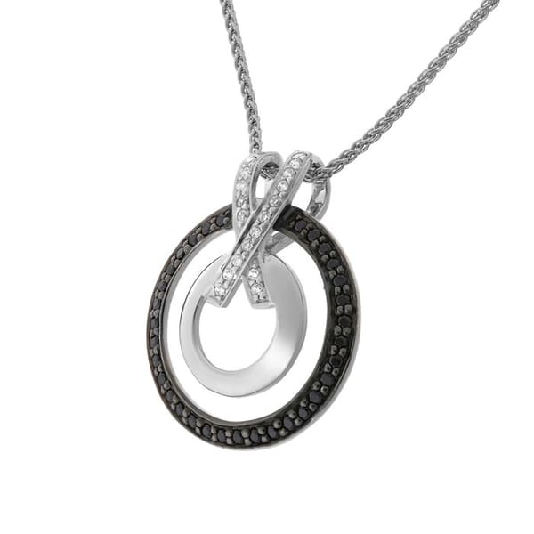 ORPHELIA-925 Sterling Silver Damhänge Halsband Silver-Svart-ZH-7095-2