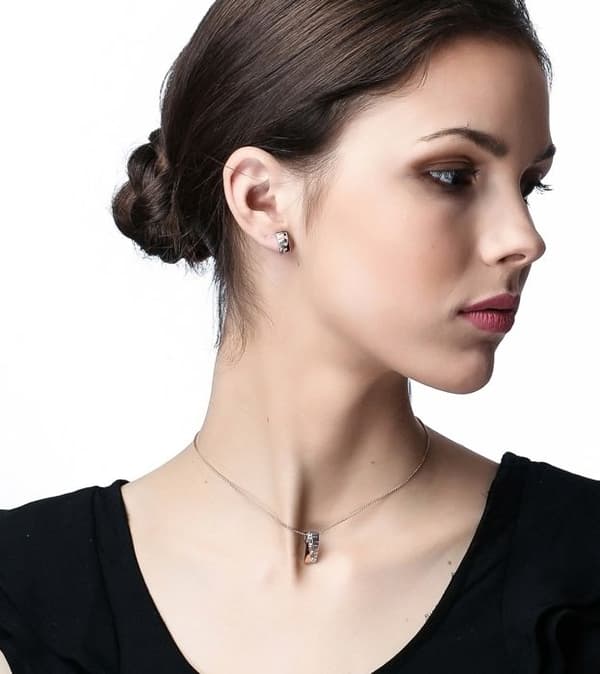 ORPHELIA-925 Sterling Silver Damhänge Halsband Silver-rosegold-ZH-7093