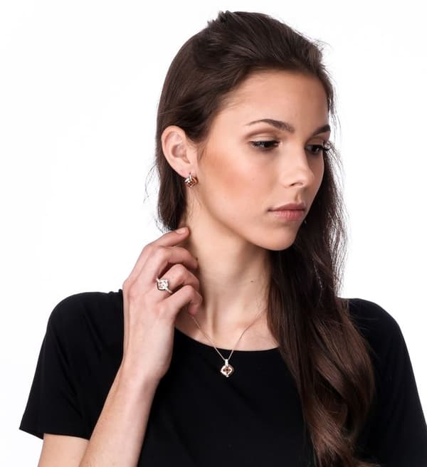 ORPHELIA-Rosegold 925 Sterling Silver Damhänge Halsband-ZH-7113