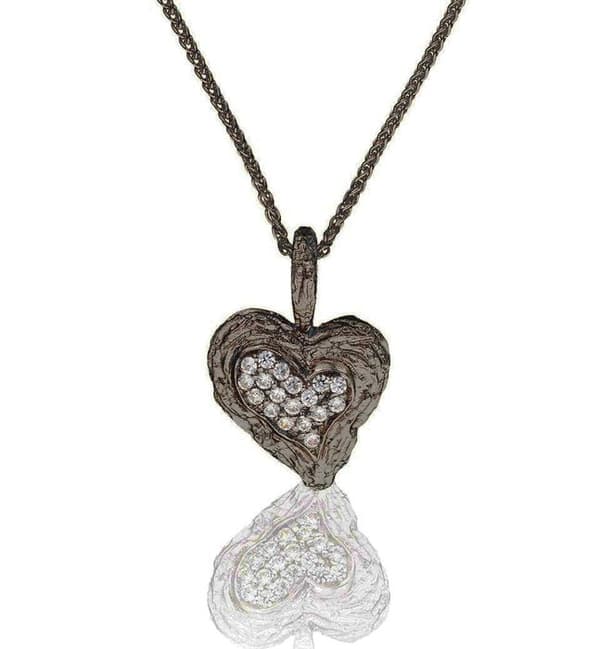ORPHELIA-Svart 925 Sterling Silver Damhänge Halsband-ZH-7082-2