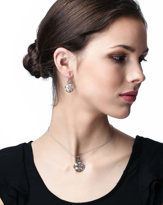 ORPHELIA-925 Sterling Silver Damhänge Halsband Silver-rosegold-ZH-7090-1