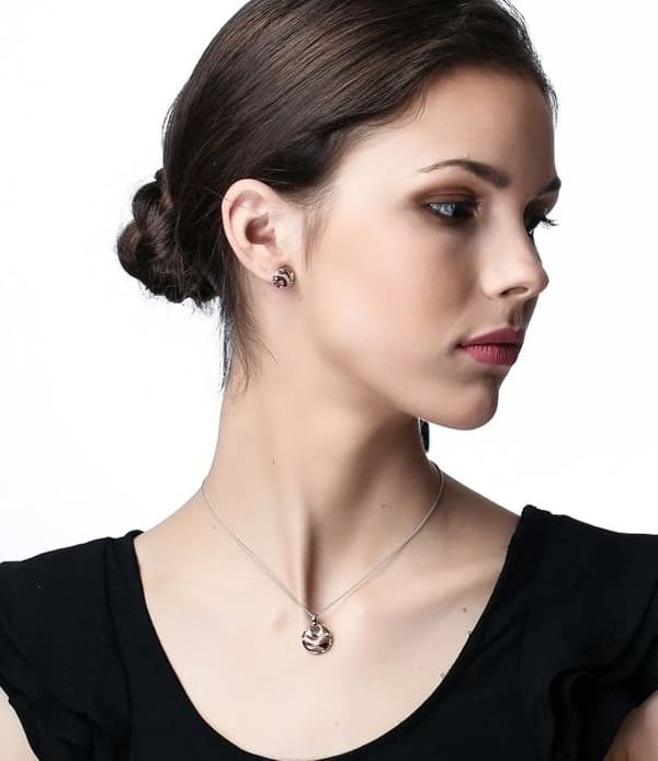 ORPHELIA-925 Sterling Silver Damhänge Halsband Silver-rosegold-ZH-7085-1