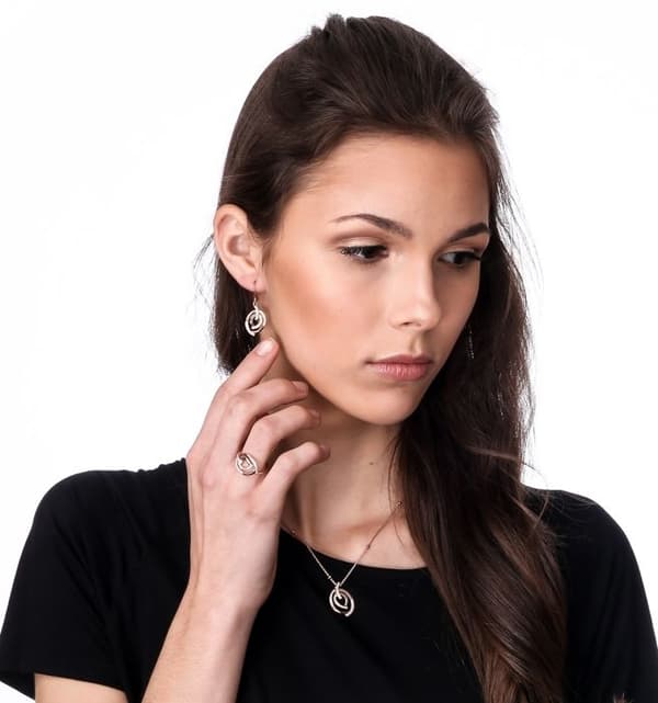 ORPHELIA-Rosegold 925 Sterling Silver Damhänge Halsband-ZH-7114-RG