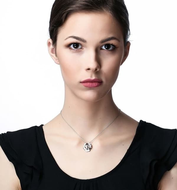 ORPHELIA-925 Sterling Silver Damhänge Halsband Silver-rosegold-ZH-7091-1