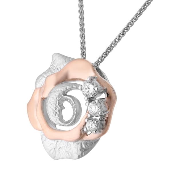 ORPHELIA-925 Sterling Silver Damhänge Halsband Silver-rosegold-ZH-7091-1