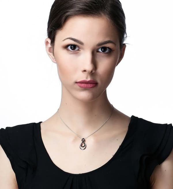 ORPHELIA-925 Sterling Silver Damhänge Halsband Silver-Svart-ZH-7092-2