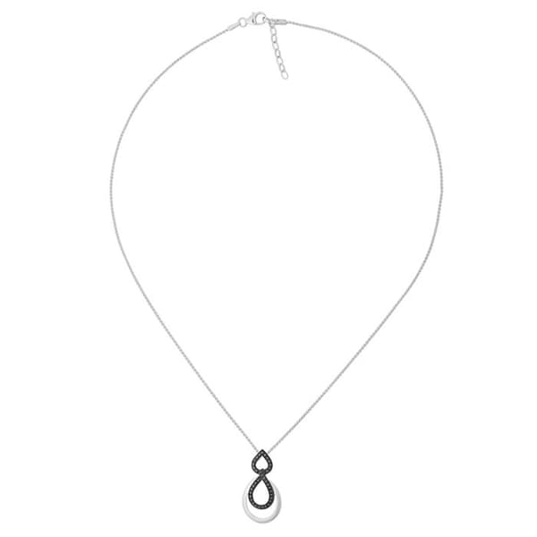 ORPHELIA-925 Sterling Silver Damhänge Halsband Silver-Svart-ZH-7092-2