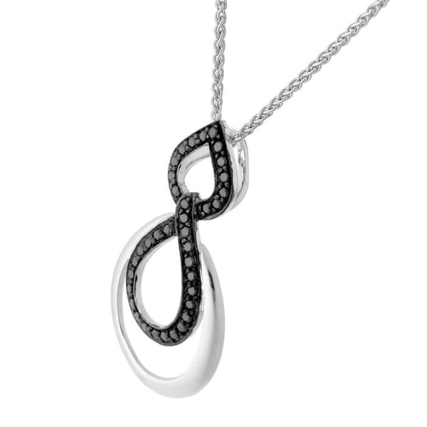ORPHELIA-925 Sterling Silver Damhänge Halsband Silver-Svart-ZH-7092-2