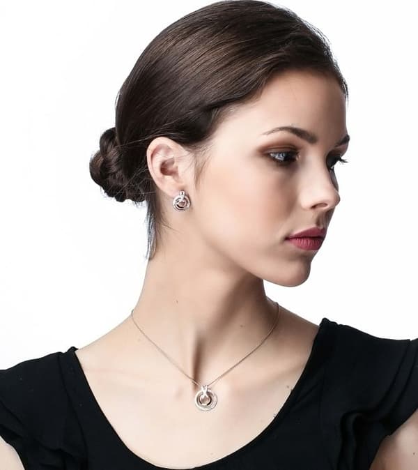 ORPHELIA-925 Sterling Silver Damhänge Halsband Silver-rosegold-ZH-7095-1