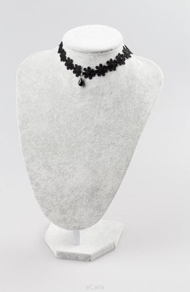Retro Gothic Svart Choker / Halsband - en rad Blommor & Droppe