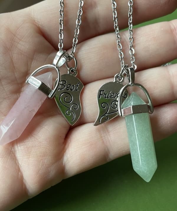 Halsband Kompis Partner Rosenkvarts Aventurin 2 st Rosa/Grön