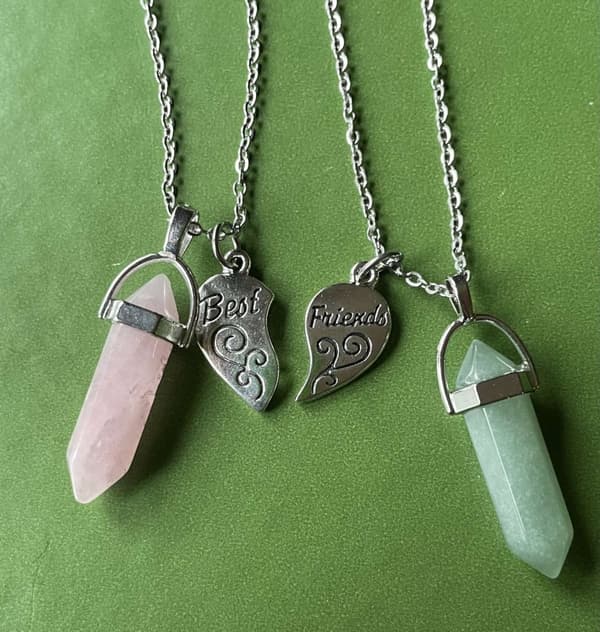 Halsband Kompis Partner Rosenkvarts Aventurin 2 st Rosa/Grön