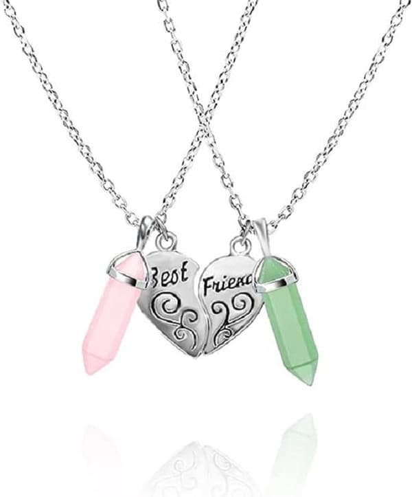 Halsband Kompis Partner Rosenkvarts Aventurin 2 st Rosa/Grön