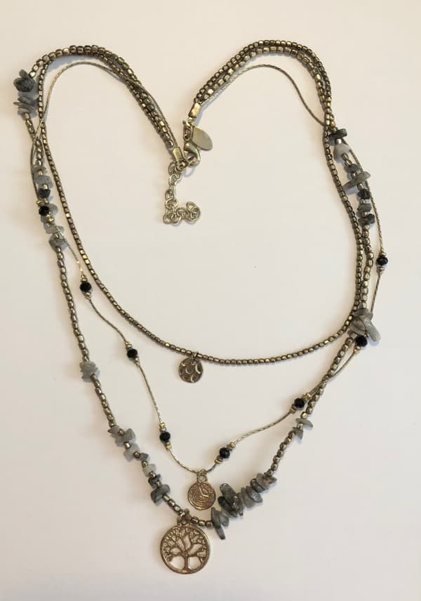 3 radig söt halsband med träd hänge collier