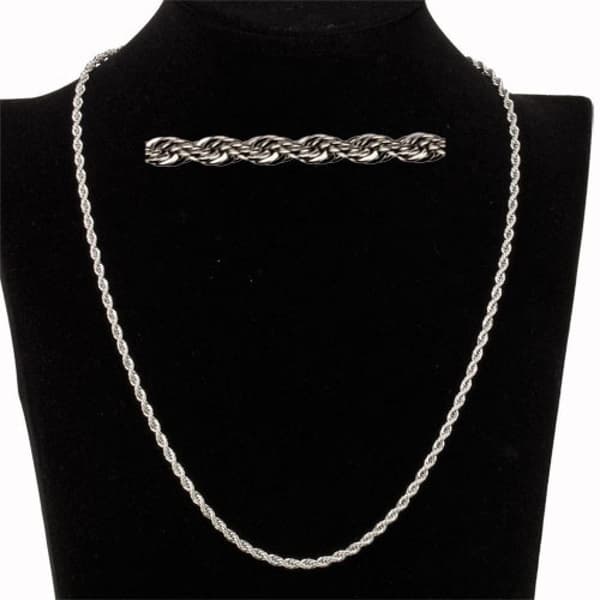 Silver Halsband i Rostfritt Stål - Twistad Orm Kedja/Länk - 3 mm