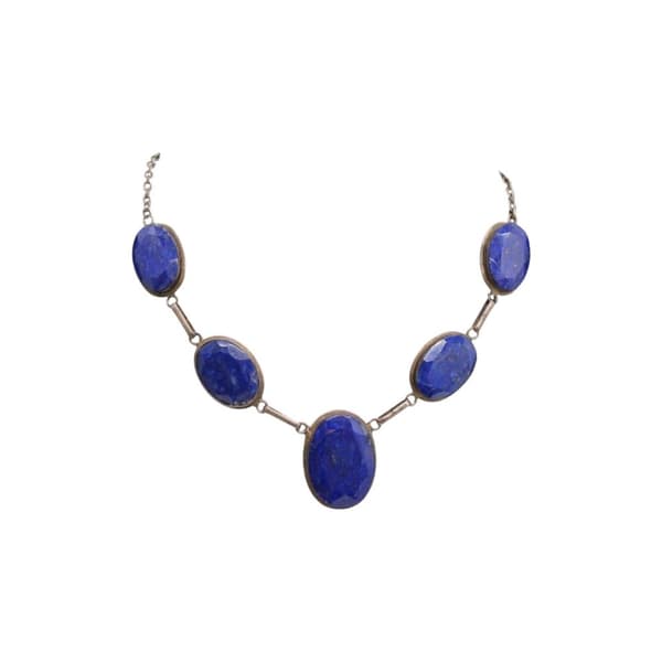 Lapis Lazuli -korusetti 925 hopeaa: kaulakoru (säädettävä 47 cm) ja rannekoru (17 cm)