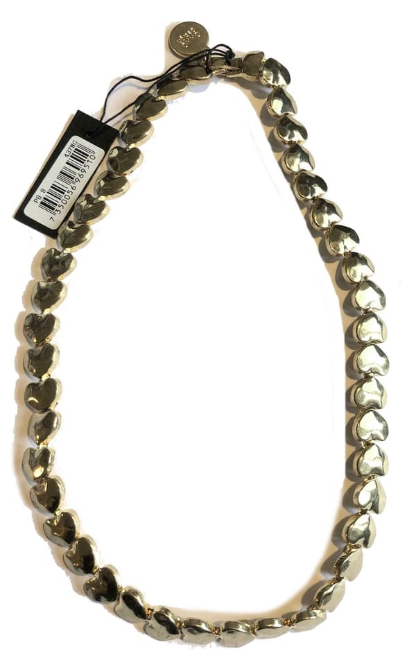 elegant stort halsband guld hjärtan