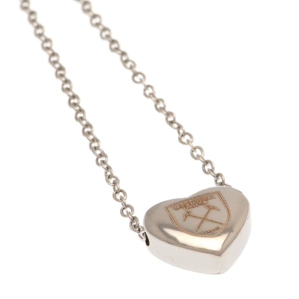 West Ham United FC Stainless Steel Heart Necklace & Pendant Grey/Silver One Size