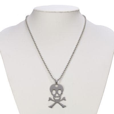 Silver Halsband i Rostfritt Stål med Blank Döskalle / Dödskalle
