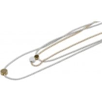 Halsband i Guld & Vitt med 3 Kedjor Dekorerade med Runda Plattor