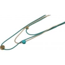 Halsband i Guld & Turkos - 3 Kedjor Dekorerade med Runda Plattor